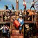 Pirate characters in various sword wielding poses aboard a pirate ship